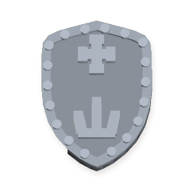 Small heater shield with a cross and a fleur